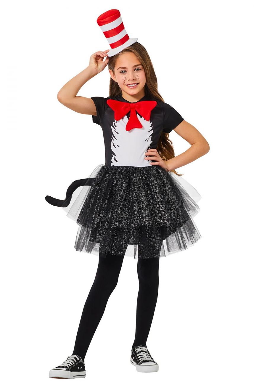 DR. SEUSS CAT IN THE HAT DRESS COSTUME FOR GIRLS