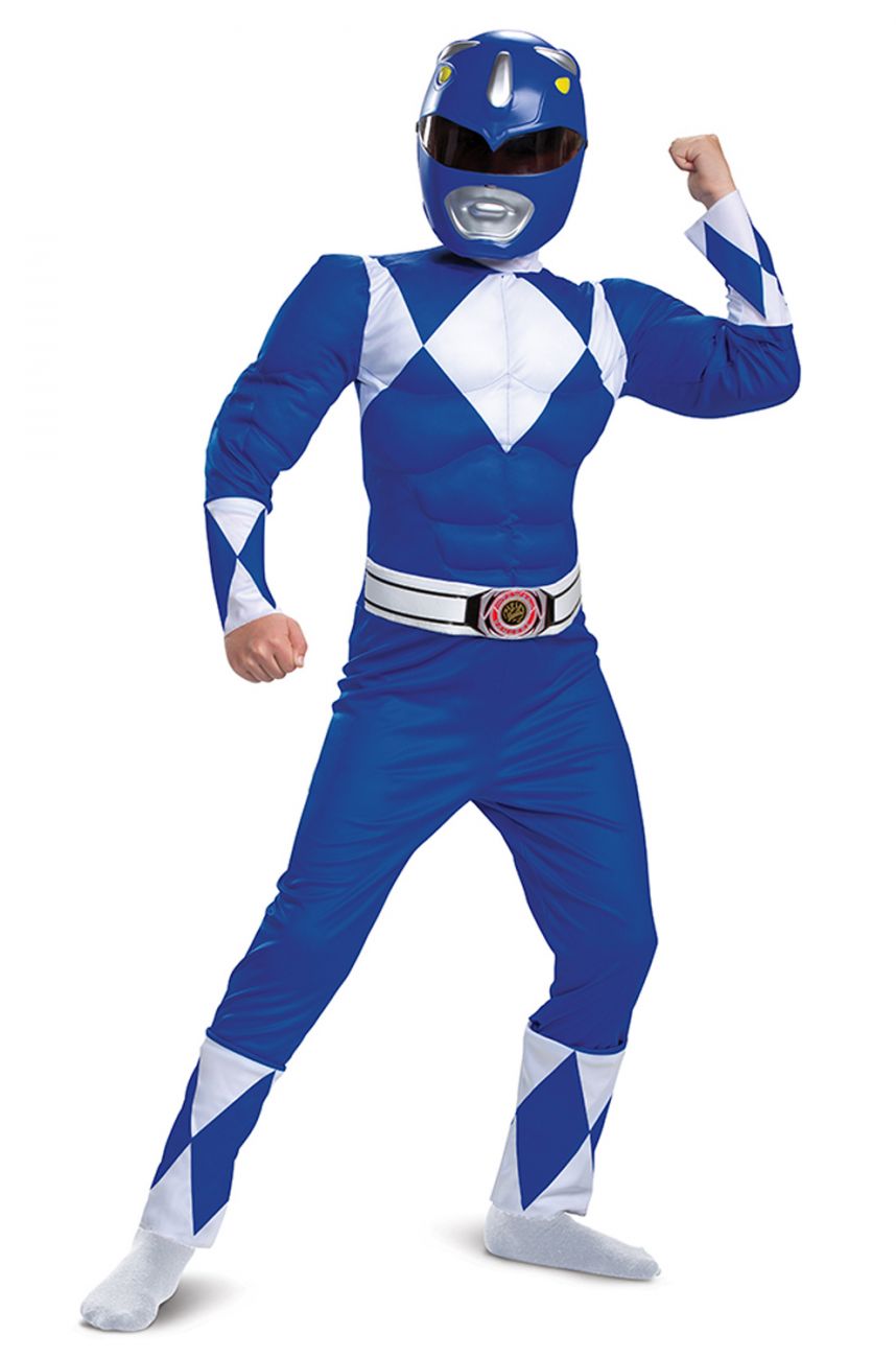 MUSCLE CHEST BLUE POWER RANGER COSTUME FOR BOYS