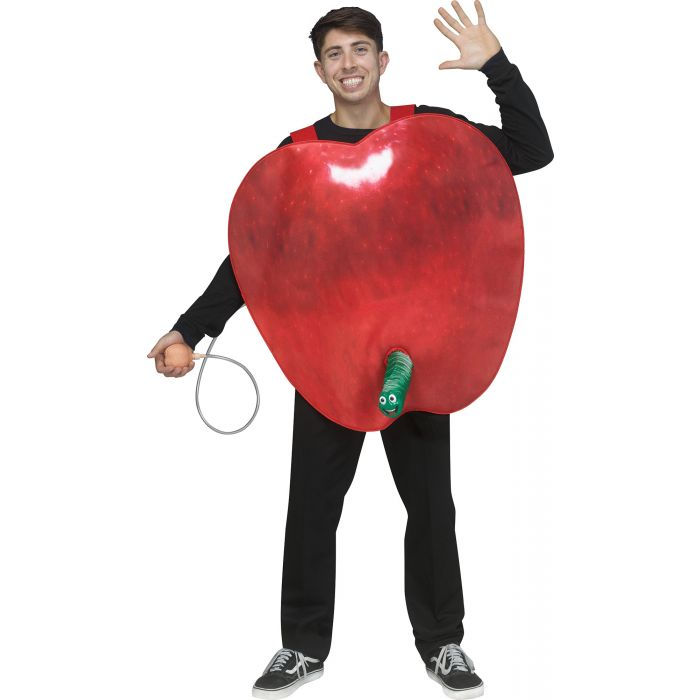 APPLE WITH SQUIRMY WORM COSTUME FOR ADULTS