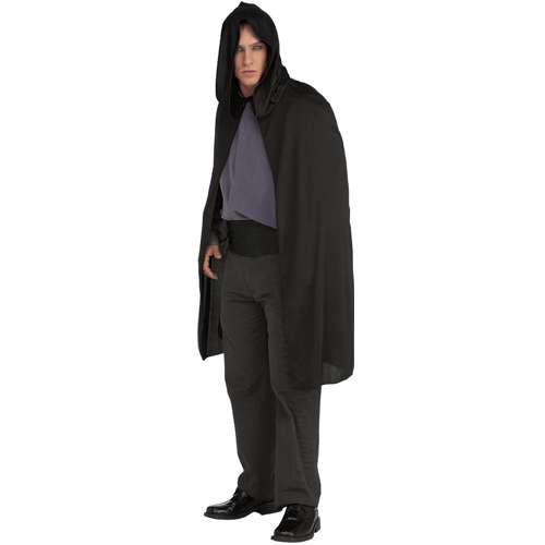 45" HOODED BLACK LONG CAPE FOR ADULTS