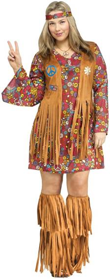 PLUS GROOVY PEACE & LOVE HIPPIE COSTUME FOR WOMEN