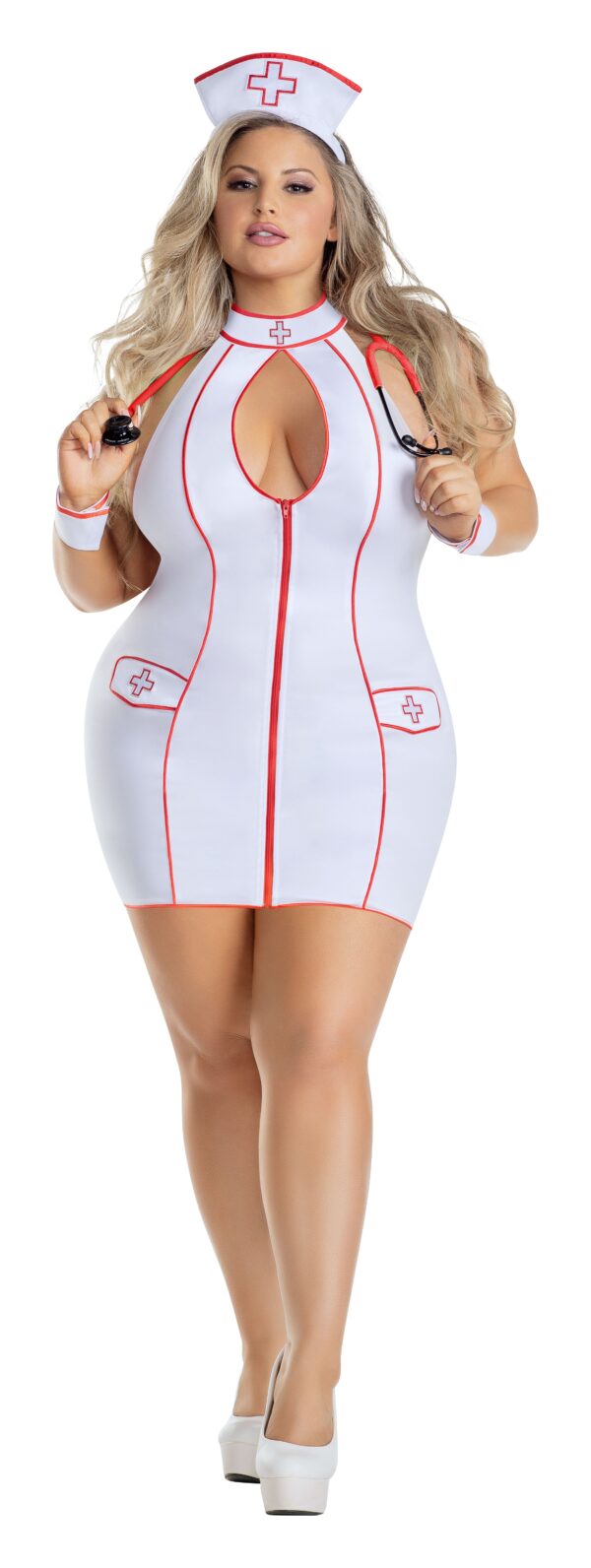 SEXY FRISKY NURSE COSTUME FOR FULL FIGURED WOMEN