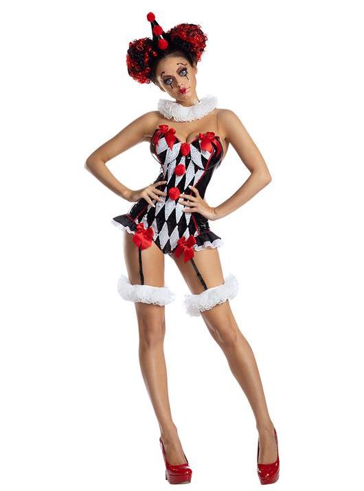 SEXY DARK HARLEQUIN CLOWN COSTUME FOR WOMEN