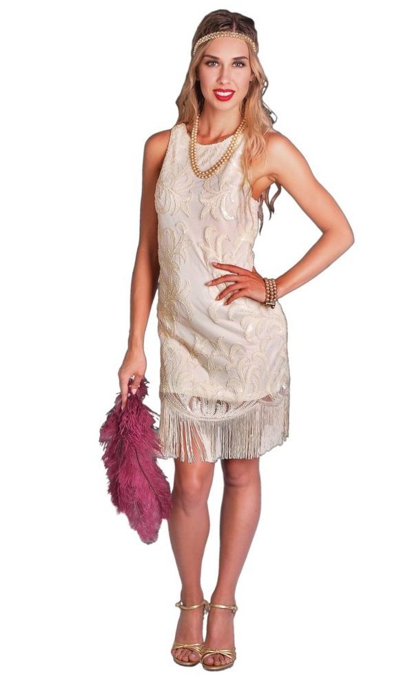 BEIGE FLAPPER COSTUME FOR WOMEN