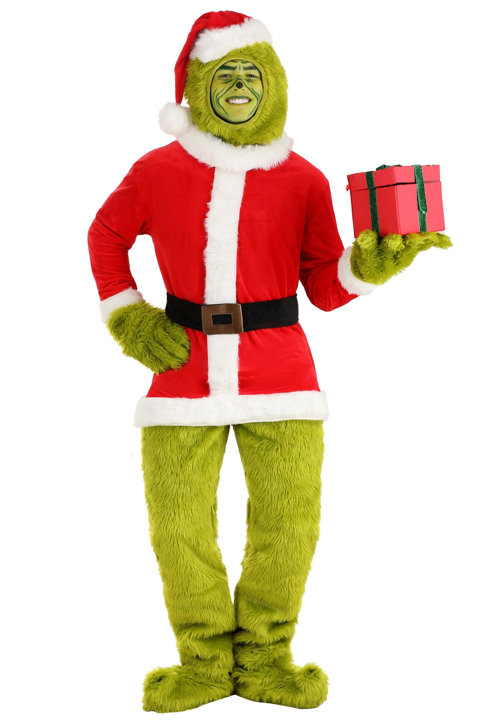 DELUXE OPEN FACE GRINCH SANTA COSTUME FOR MEN