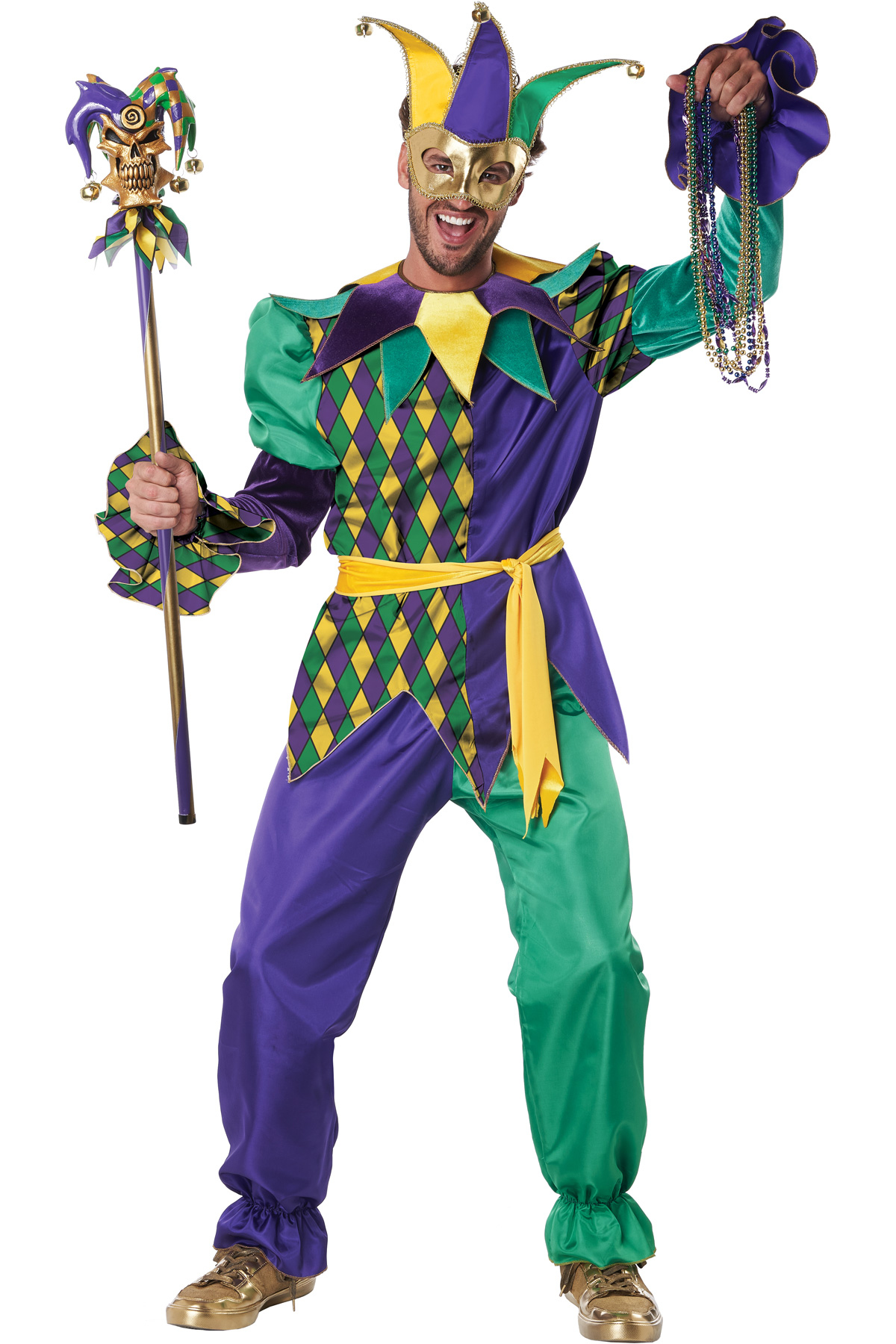 DELUXE MARDI GRAS JESTER COSTUME FOR MEN