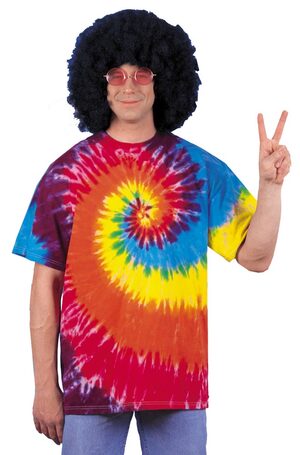 TIE DYE HIPPIE COSTUME SHIRT FOR ADULTS