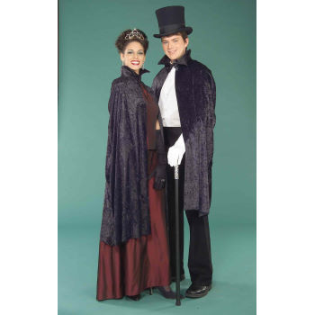 44" BLACK VELVET CAPE FOR ADULTS