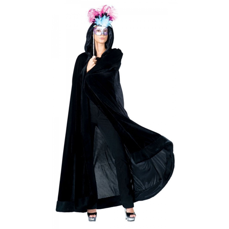 LONG BLACK HOODED CAPE FOR MEN AND WOMEN