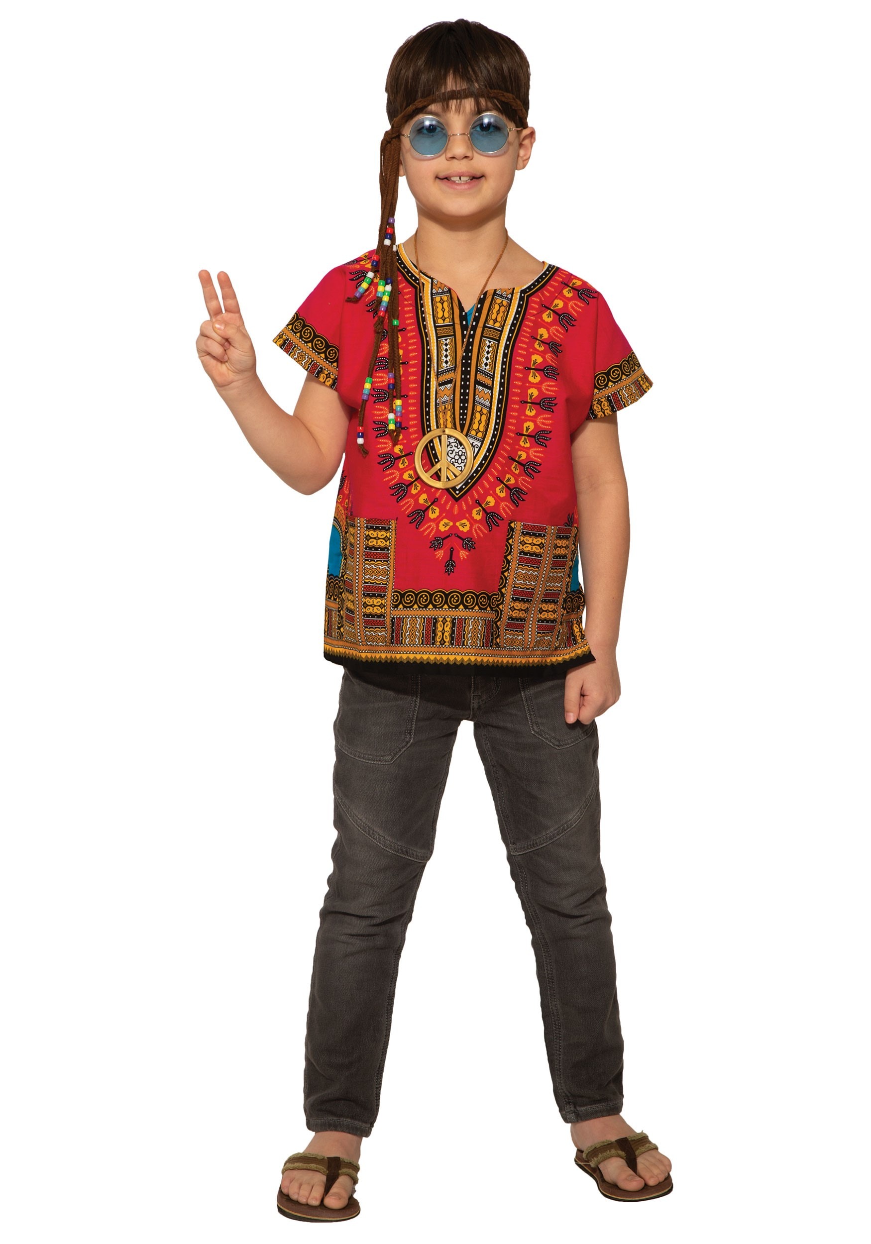 RED HIPPIE DASHIKI SHIRT FOR KIDS