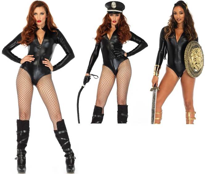 WET LOOK ZIPPER-FRONT CATSUIT COSTUME STARTER