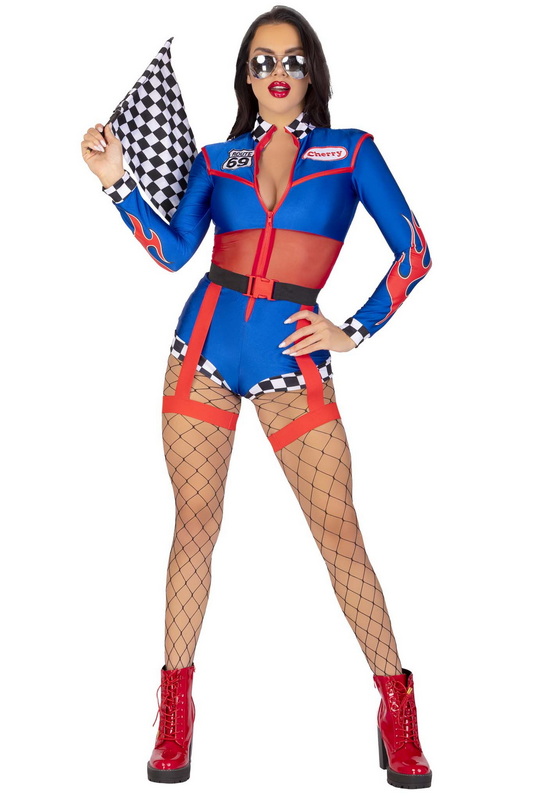 SEXY CHERRY BOMB RACER GIRL COSTUME FOR WOMEN