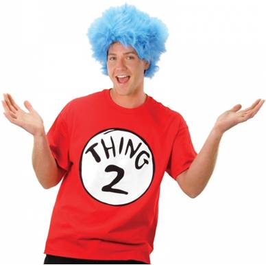 ADULT CAT IN THE HAT THING 2 COSTUME SHIRT AND WIG