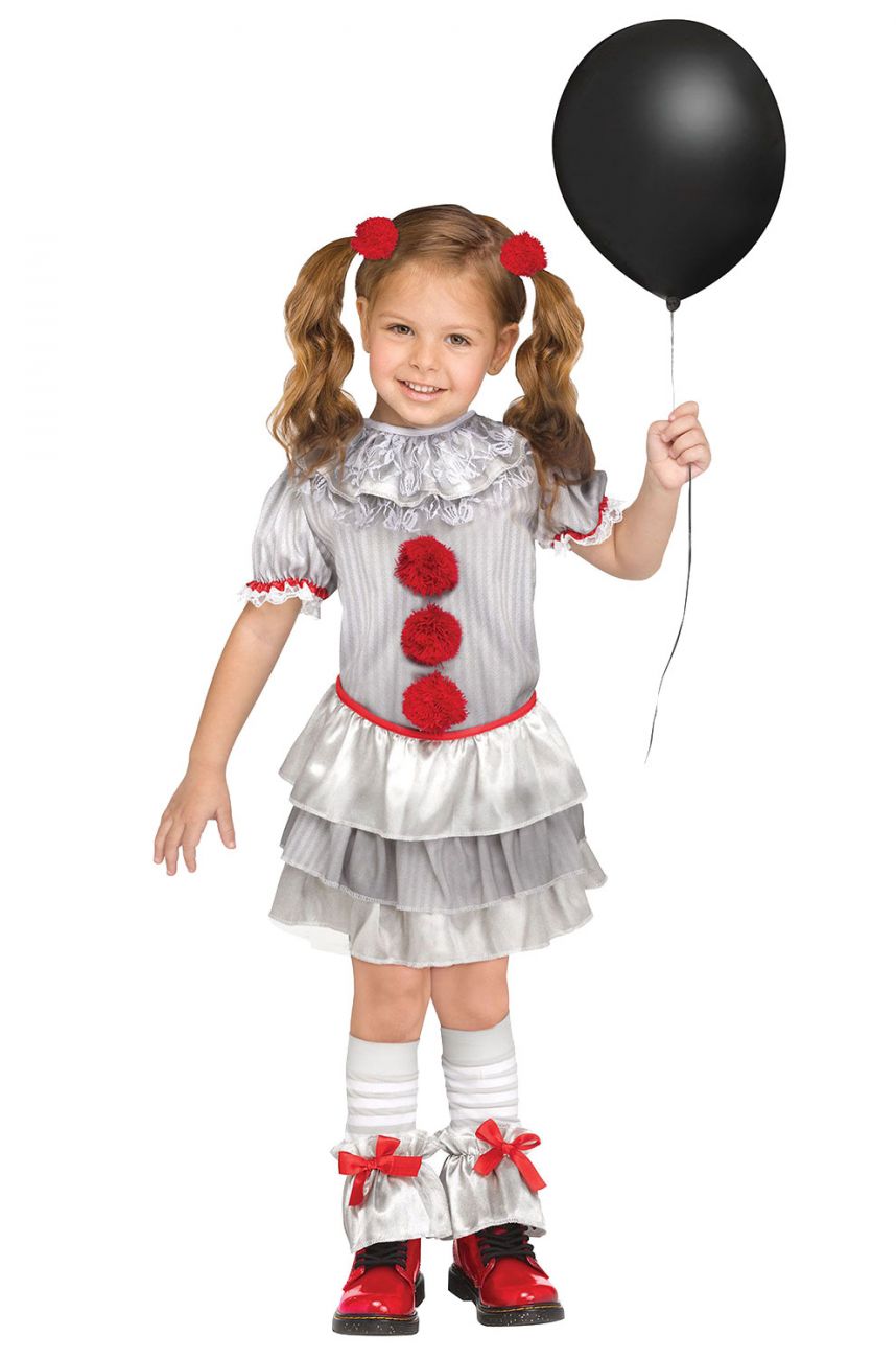 CARNEVIL PENNYWISE CLOWN COSTUME FOR TODDLER GIRLS