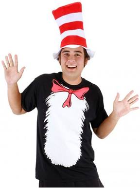 ADULT CAT IN THE HAT COSTUME SHIRT AND HAT