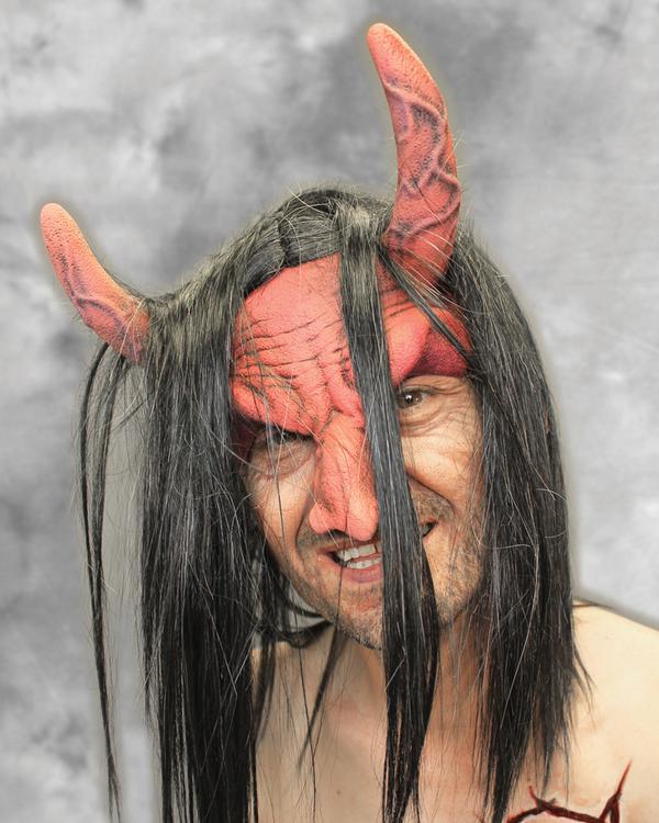 DEVIL RED HEADPIECE LATEX FACE MASK FOR ADULTS