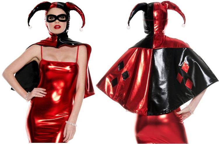 HARLEY QUINN JESTER COSTUME CAPE FOR WOMEN