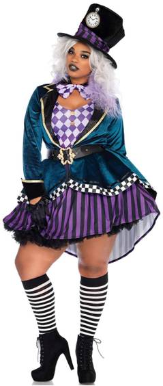 DELIGHTFUL MAD HATTER PLUS SIZE COSTUME FOR WOMEN*