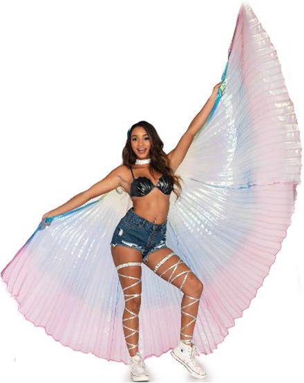 RAINBOW PLEATED ISIS WINGS CAPE FOR WOMEN