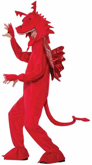 RED DRAGON MASCOT COSTUME FOR ADULTS