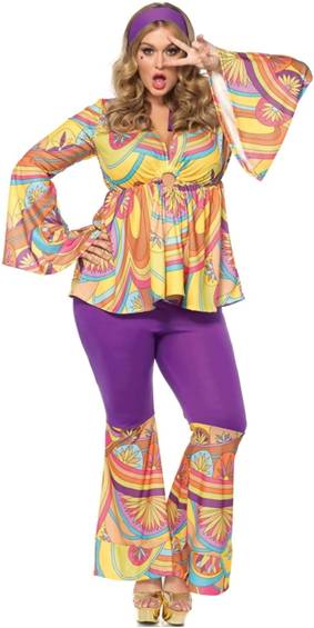 SEXY PURPLE HAZE HIPPIE 60s 70s COSTUME FOR WOMEN