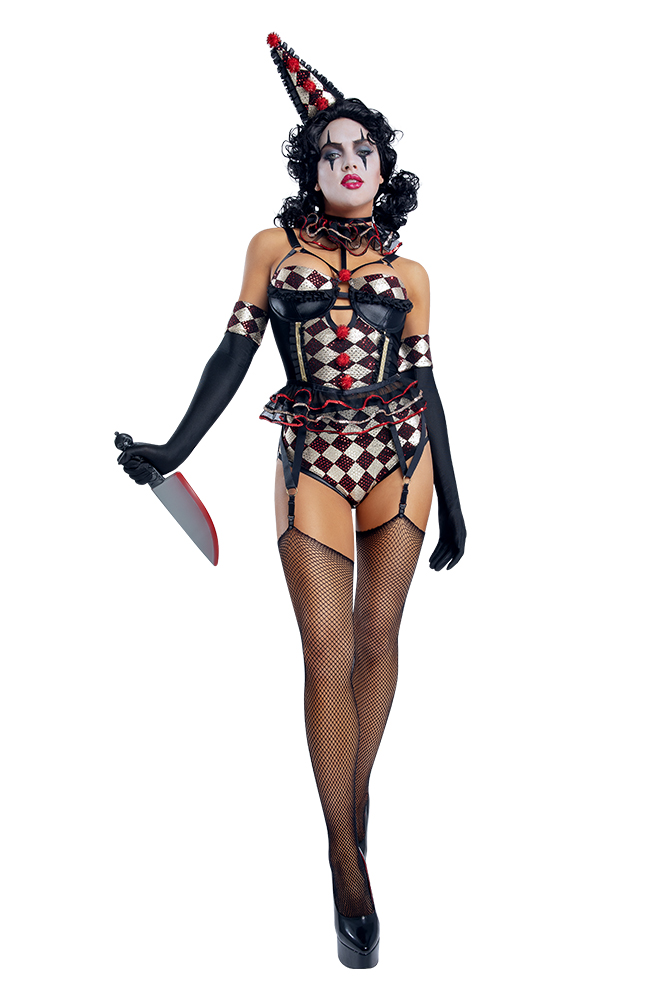 SEXY HARLEQUIN KILLER CLOWN COSTUME FOR WOMEN