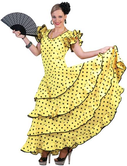 YELLOW FLAMENCO DANCER COSTUME FOR WOMEN